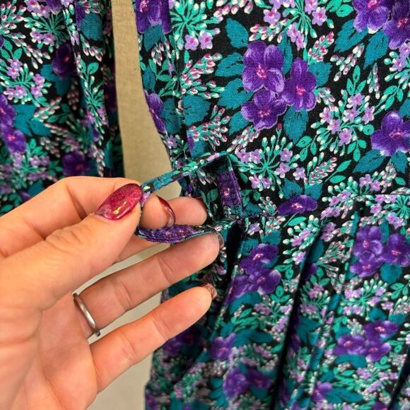 Ladies Vinyage 80’s R.J. Stevens Petites Floral Long Sleeve Pleat Skirt Dress‎ 2 - Picture 9 of 14